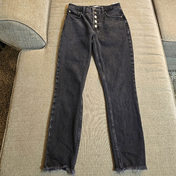 Abercrombie & Fitch The Skinny High Rise Button Fly Black Denim Jeans 25/0 Reg - Picture 1 of 7